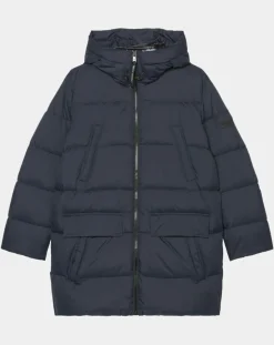 Homme Marc O'Polo Parka Puffa mi-longue à capuche bleu marine
