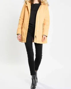 Femme Marc O'Polo Parka Thermor à capuche fausse fourrure jaune