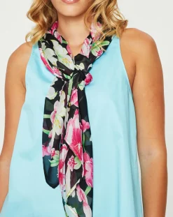 Femme Manuel Canovas Paréo/Étole Lily en Voile de coton noir - 130x68 cm