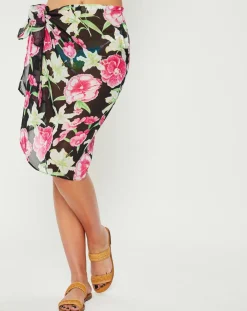 Femme Manuel Canovas Paréo/Étole Lily en Voile de coton noir - 130x68 cm