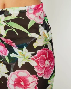 Femme Manuel Canovas Paréo/Étole Lily en Voile de coton noir - 130x68 cm