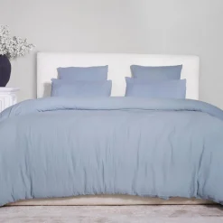 Home Collection Parure de Couette 3 pcs 100% Gaze de Coton Lavé bleu givrée