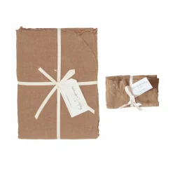 Bed and Philosophy Parure de lit en lin lavé 1 place marron clair 140x200 cm