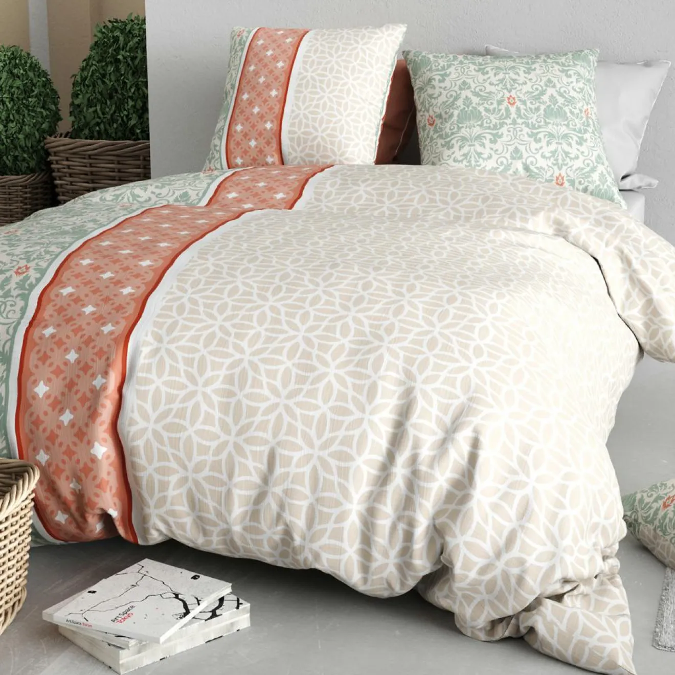 Atelier du Coton Parure Housse de Couette 3pcs 100% Coton 57fils prana