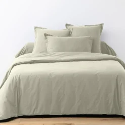 Sale Blanc Passion Parure housse de couette unie grège