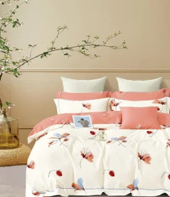 Home Collection Parure housse de couette en Coton rose