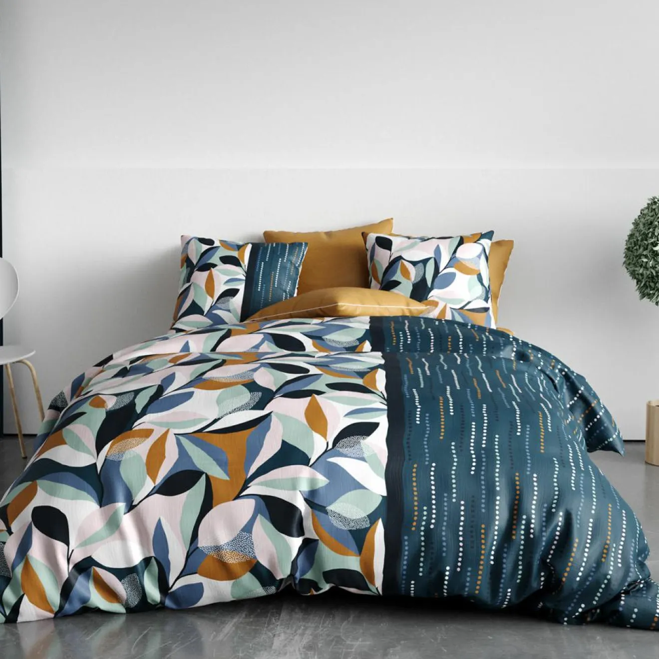 Atelier du Coton Parure housse de couette Floris multicolore