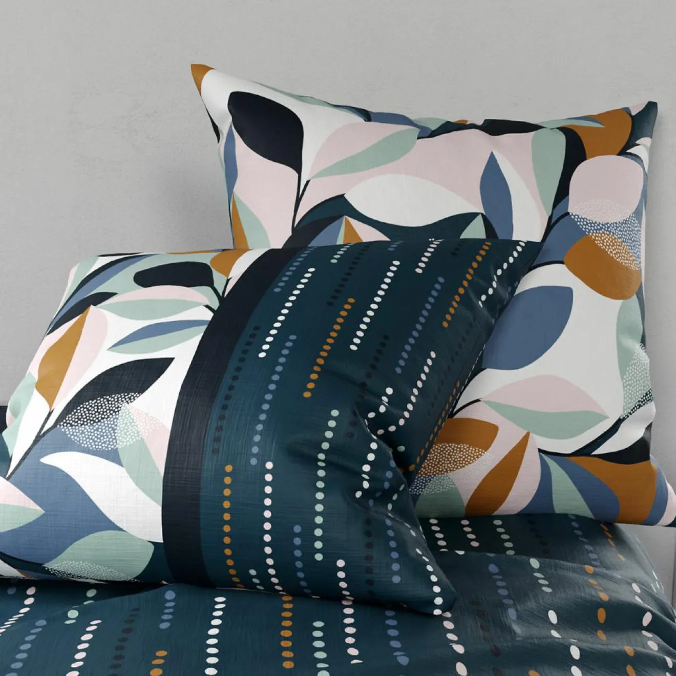 Atelier du Coton Parure housse de couette Floris multicolore