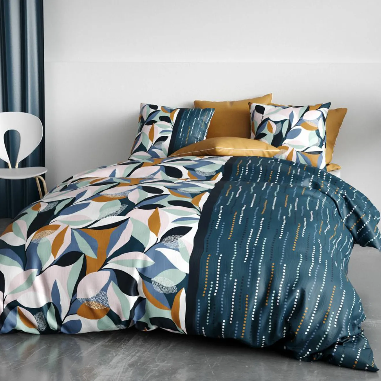 Atelier du Coton Parure housse de couette Floris multicolore