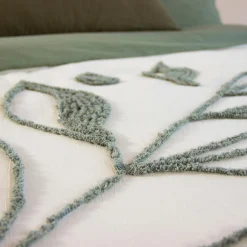 Home Collection Parure housse de couette Herbier blanc/kaki