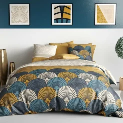 Atelier du Coton Parure housse de couette Maka jaune