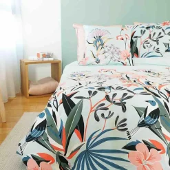 My Home Collection Parure housse de couette Satin de Coton bio Paya bleue