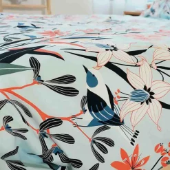 My Home Collection Parure housse de couette Satin de Coton bio Paya bleue