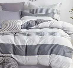 Home Collection Parure housse de couette 100% Percale de Coton grise