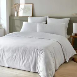 Online Home Collection Parure Housse de Couette en Coton et Bambou blanche
