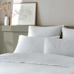 Online Home Collection Parure Housse de Couette en Coton et Bambou blanche