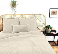 Best Home Collection Parure housse de couette 100% Gaze de Coton galet