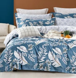 Home Collection Parure housse de couette en Coton bleue