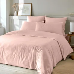 Clearance Home Collection Parure Housse de Couette en Coton et Bambou rose