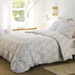Baton Rouge Parure Housse de Couette 100% Gaze de Coton Imprimé Loucile blanche