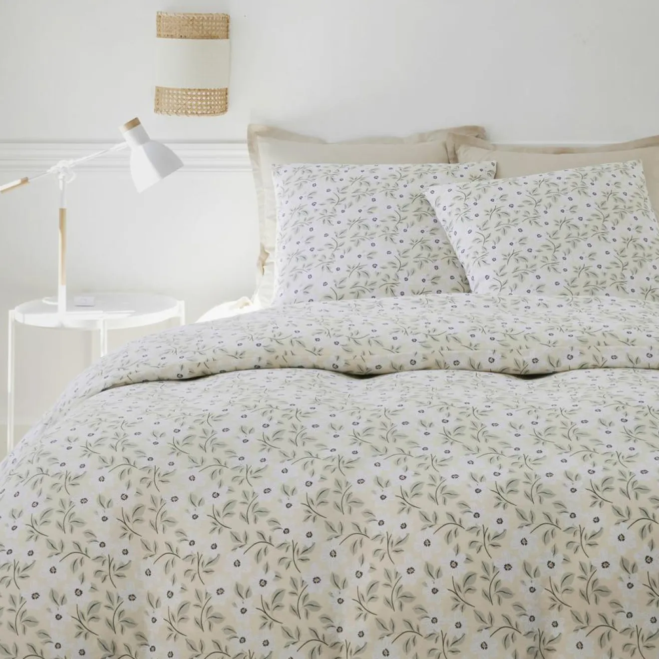 Baton Rouge Parure Housse de Couette 100% Gaze de Coton Imprimé Loucile blanche