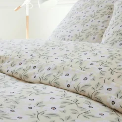 Baton Rouge Parure Housse de Couette 100% Gaze de Coton Imprimé Loucile blanche