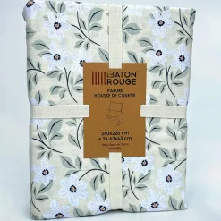 Baton Rouge Parure Housse de Couette 100% Gaze de Coton Imprimé Loucile blanche