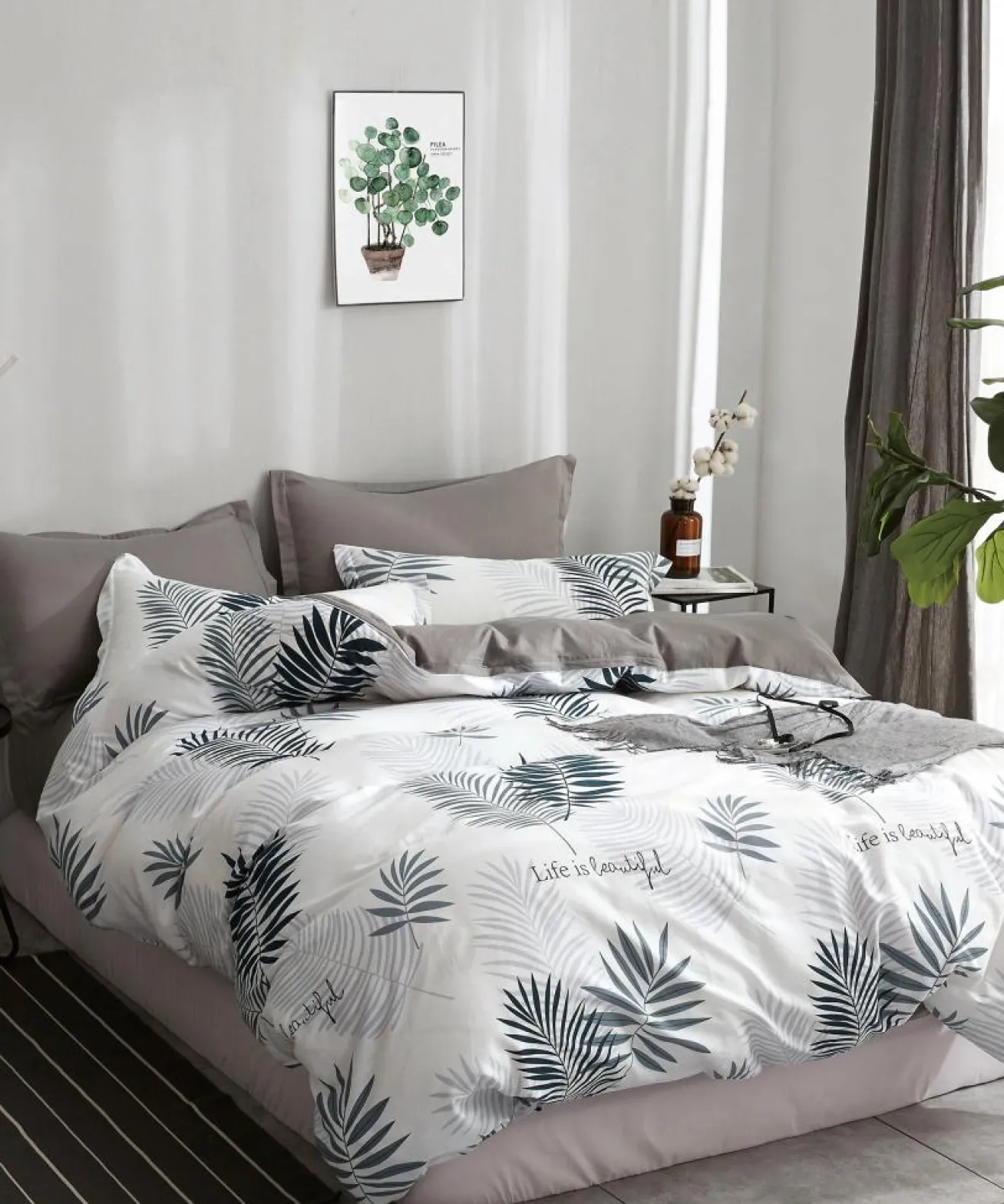 Discount Home Collection Parure housse de couette en Coton blanche