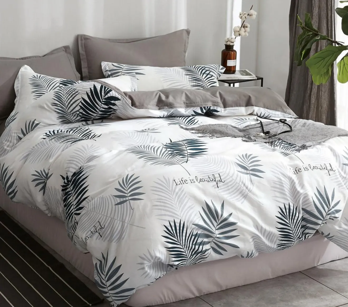 Discount Home Collection Parure housse de couette en Coton blanche