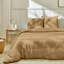Hot Home Collection Parure housse de couette 100% Gaze de Coton lin