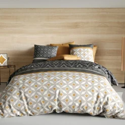 Atelier du Coton Parure housse de couette Ota grise