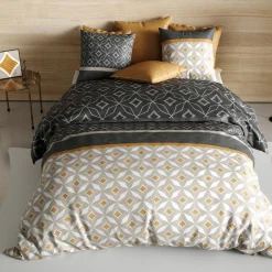Atelier du Coton Parure housse de couette Ota grise