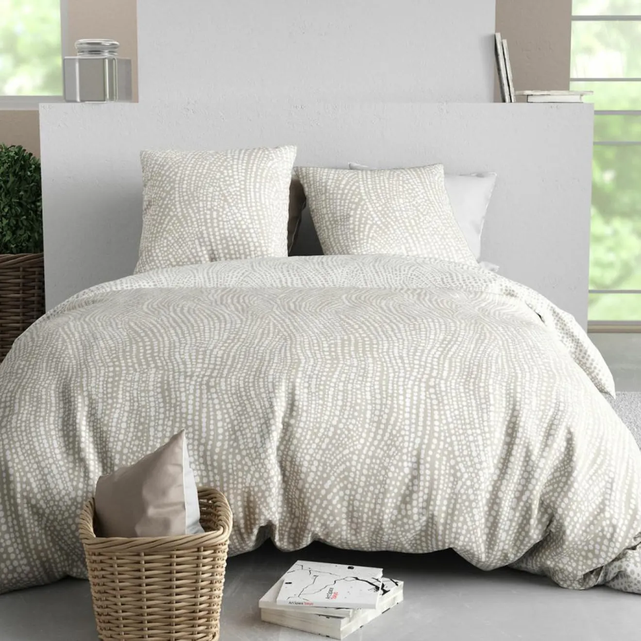 Home Collection Parure Housse de Couette beige