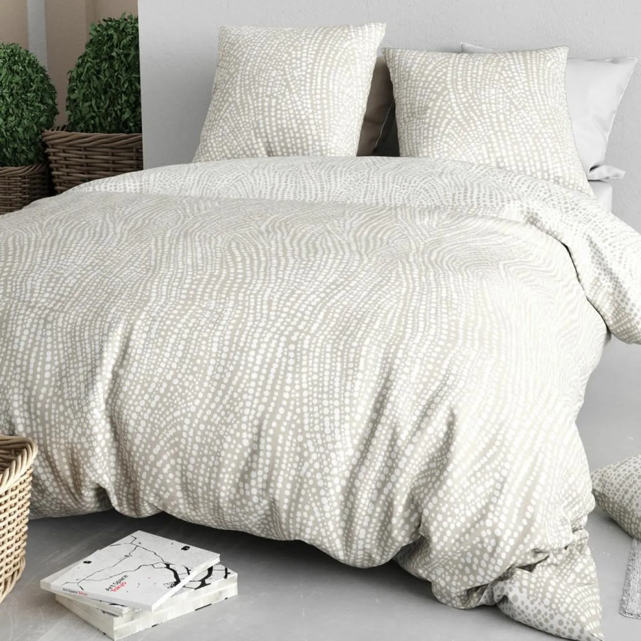 Home Collection Parure Housse de Couette beige