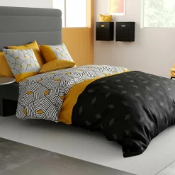 Hot Atelier du Coton Parure housse de couette Faro noire