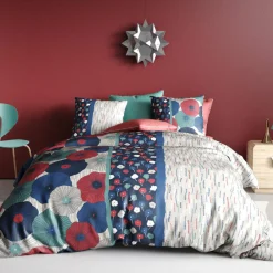 My Home Collection Parure housse de couette Agueda bleue