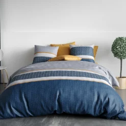 Atelier du Coton Parure housse de couette Zante bleue