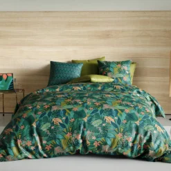 Best My Home Collection Parure housse de couette Zania verte