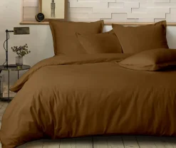 Sale Home Collection Parure housse de couette 100% Percale de Coton ocre