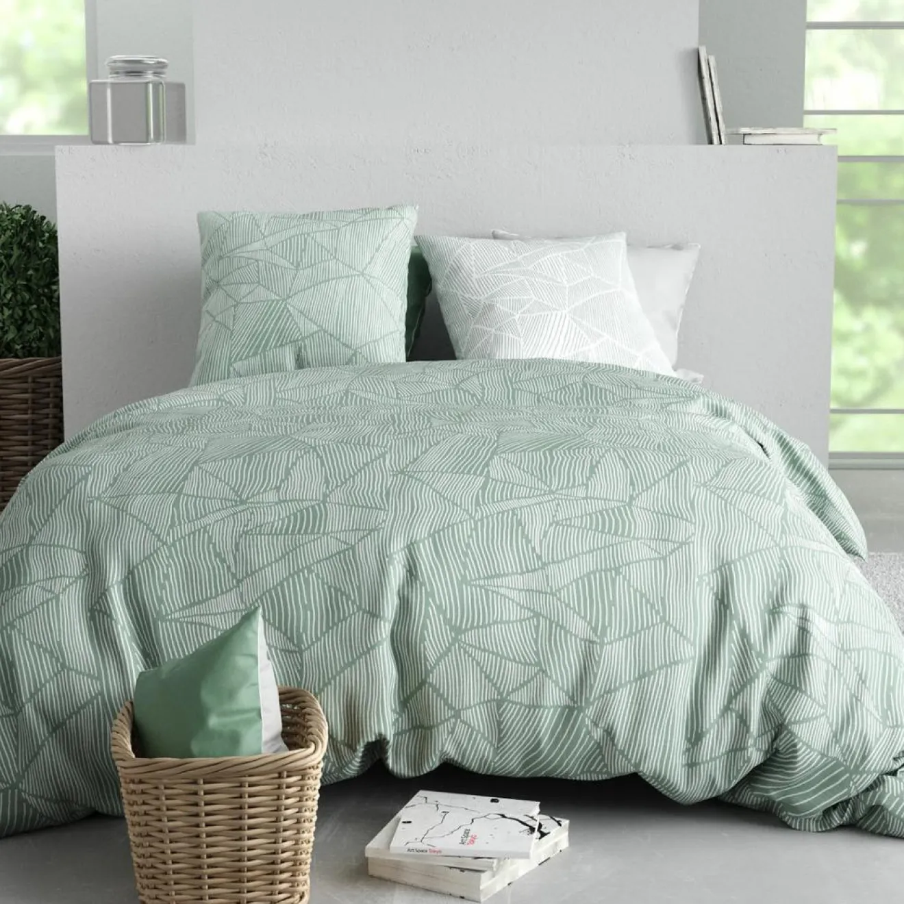 Atelier du Coton Parure Housse de Couette verte