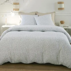 Sale Baton Rouge Parure Housse de Couette 100% Gaze de Coton Imprimé Murmure blanche