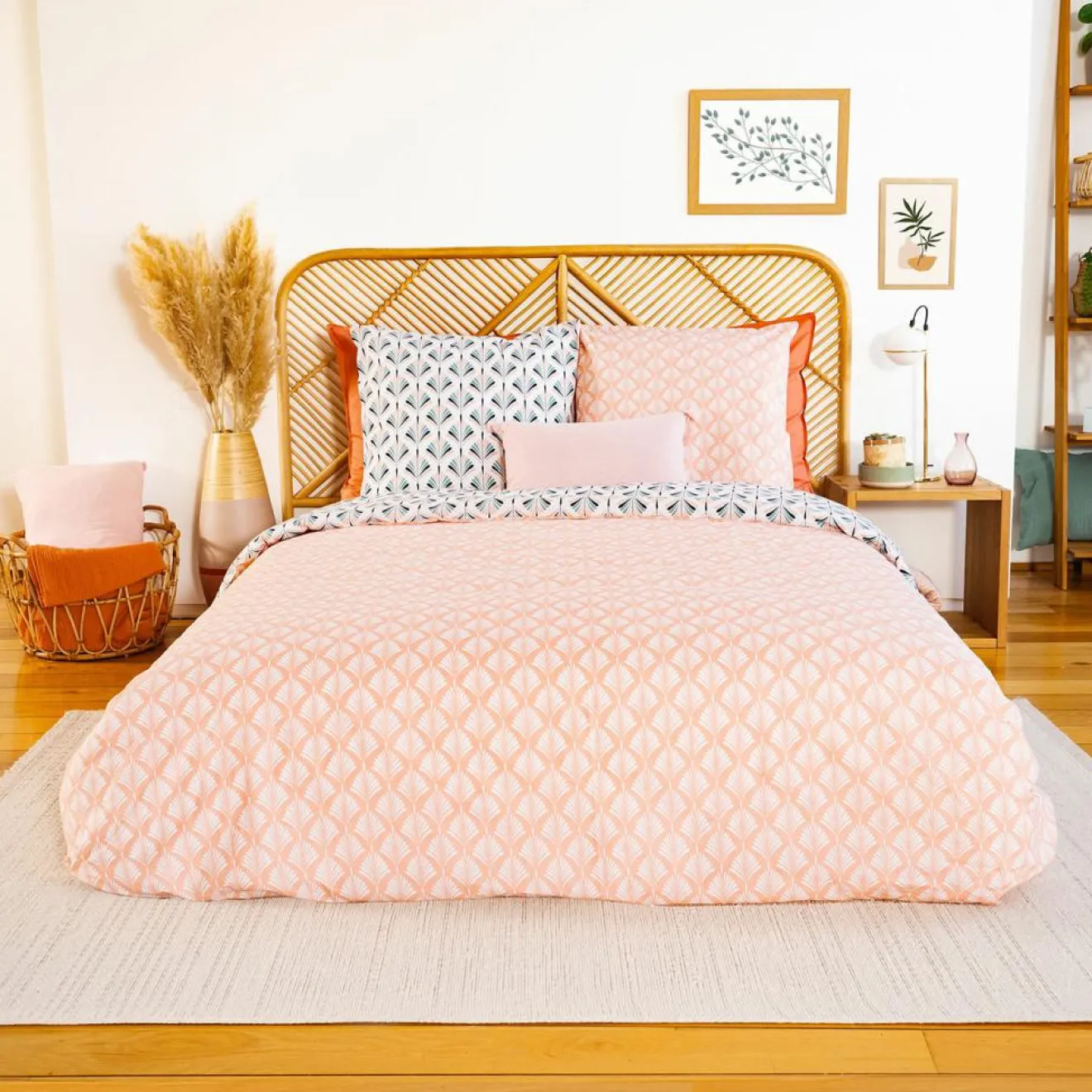 Outlet Home Collection Parure Housse de Couette blanc/rose