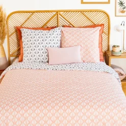 Outlet Home Collection Parure Housse de Couette blanc/rose