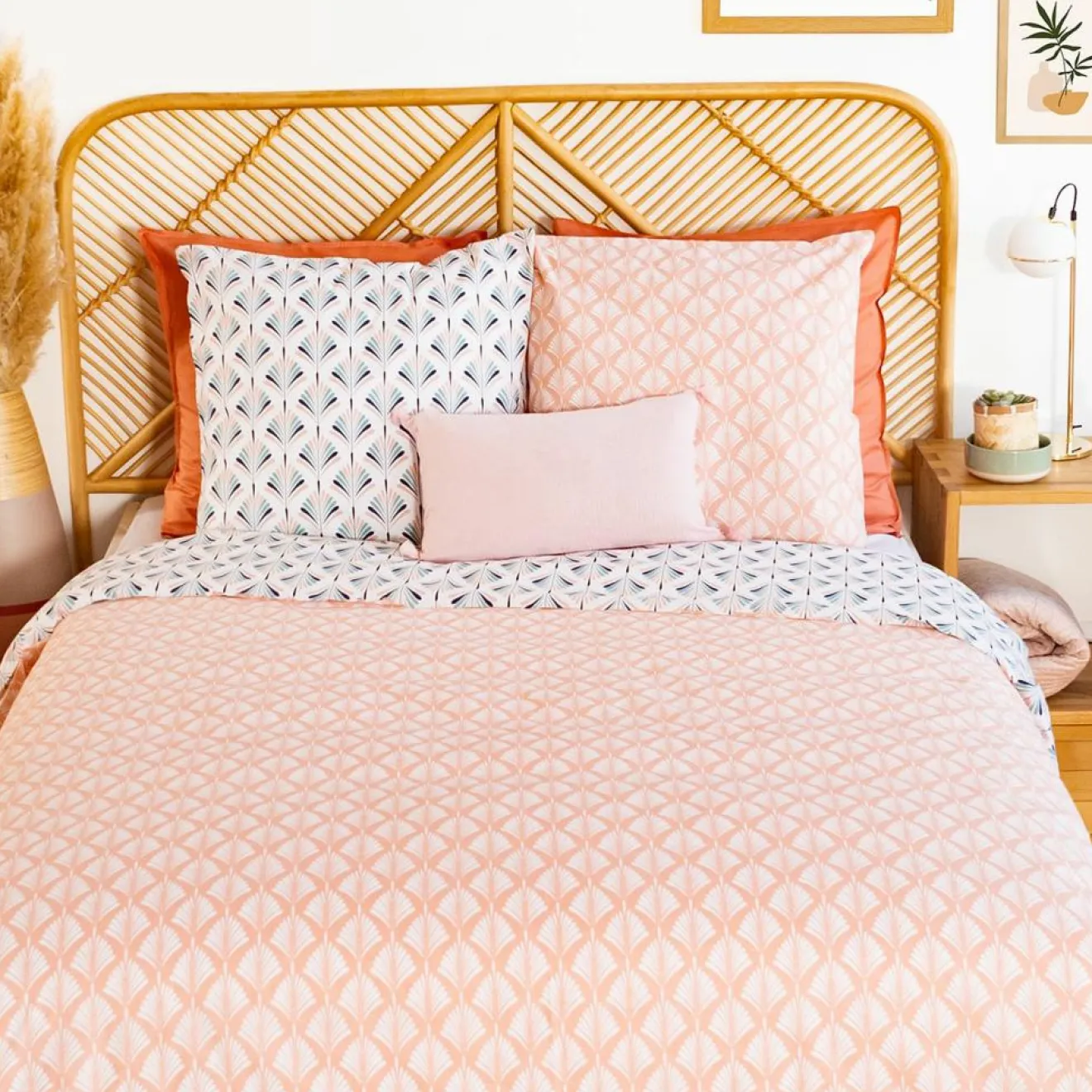 Outlet Home Collection Parure Housse de Couette blanc/rose