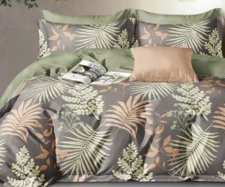 Home Collection Parure housse de couette 100% Percale de Coton verte