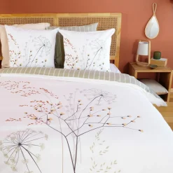Home Collection Parure housse de couette Soliflore blanche