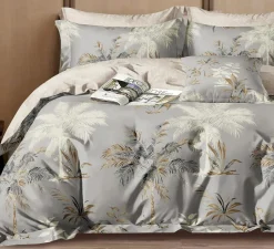 Home Collection Parure housse de couette 100% Percale de Coton grise