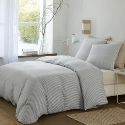 Baton Rouge Parure Housse de Couette 100% Gaze de Coton Imprimé Laya blanc/gris