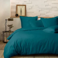 Hot Home Collection Parure Housse de Couette en Percale de Coton verte