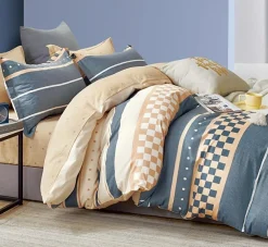 New Home Collection Parure housse de couette 100% Percale de Coton bleue